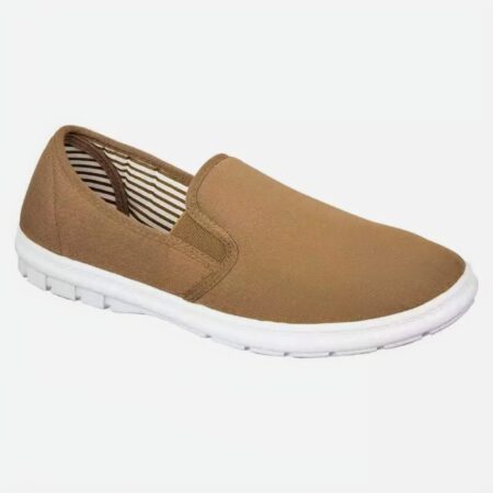 Exclusive to the Shoetree Comfort Collection. Brett is a men’s twin gusset slip on canvas pump with striped lining.