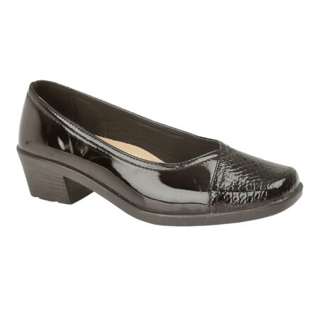 Exclusive to the Shoe Tree Comfort collection. Elizabeth is a ladies two toned croc court shoe.