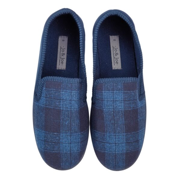 GEOFF MENS NAVY TWIN GUSSET SLIPPER