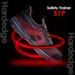 SAFETY FOOTWEAR HARDedge safety trainers are great if you are working in an environment where heavy lifting is involved. They feature composite non metal toe cap and mid sole to give you great comfort & safety Composite Toe Cap and Mid Sole Safety Trainers Available in 3 colours Available in sizes UK 7 to UK 11