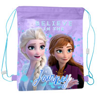 This impressive Disney Frozen pull string gym/shoe bag, which has an image of your favourite Frozen characters on the main body of the bag. It has a robust pull string closure with pull string breakers allowing entry to the main compartment.