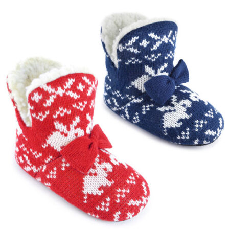 Girls Rabbit Printed Knitted Bootie Slippers.