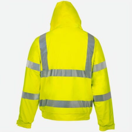 With a warm padded lining and a storm collar, Supertouch’s Hi Vis Storm Bomber Jacket gives great protection against the wind and rain. So even in terrible weather, you will still be warm, dry and protected. This hi viz jacket also conforms to the EN343 European Standard. High visibility jacket 300D Oxford PU fabric Polyester lining Adjustable velcro cuffs 2 band & brace Heavy duty padding Phone pocket 2 front pockets Inner chest pocket Railway hi vis clothing Concealed hood Storm collar with fleece lining. Railway workers, Construction, Driving, Event Marshalling,  Roadworks, Security, Traffic,Wet Weather Tasks, Cyclists And Dog walkers