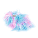 kids rainbow fur slippers