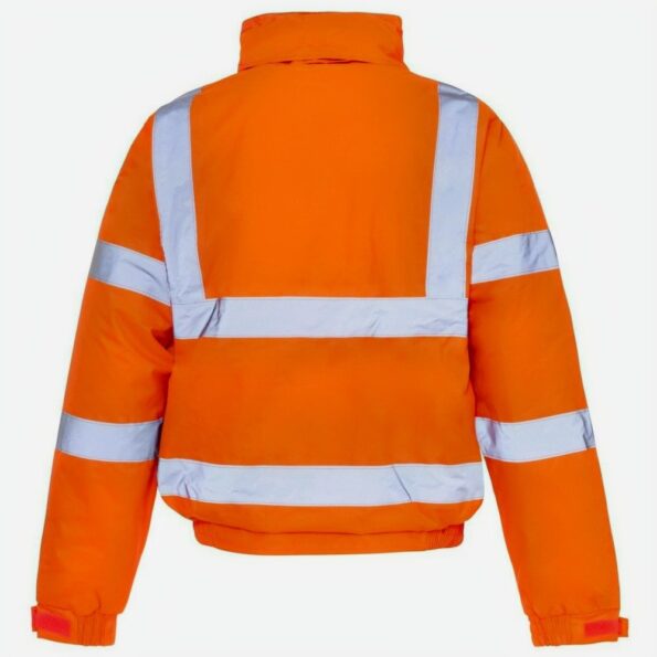 With a warm padded lining and a storm collar, Supertouch’s Hi Vis Storm Bomber Jacket gives great protection against the wind and rain. So even in terrible weather, you will still be warm, dry and protected. This hi viz jacket also conforms to the EN343 European Standard. High visibility jacket 300D Oxford PU fabric Polyester lining Adjustable velcro cuffs 2 band & brace Heavy duty padding Phone pocket 2 front pockets Inner chest pocket Railway hi vis clothing Concealed hood Storm collar with fleece lining. Railway workers, Construction, Driving, Event Marshalling,  Roadworks, Security, Traffic,Wet Weather Tasks, Cyclists And Dog walkers