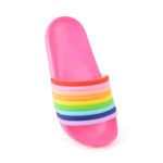 Girls Rainbow Sliders Pink. Perfect at the beach or by the pool, or just casual wear.