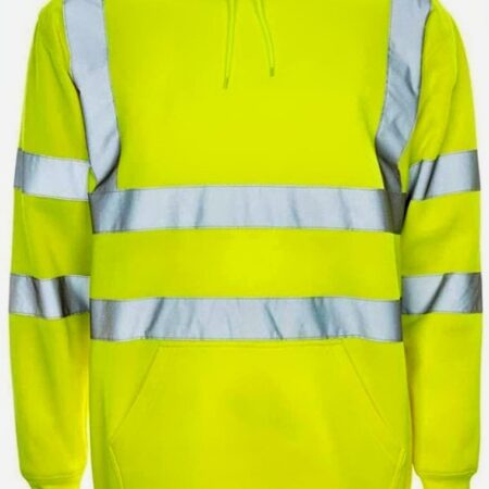  This versatile garment offers exceptional comfort teamed with maximum Class 3 high visibility protection. The hooded sweatshirts both conform to EN ISO 20471 Class 3 ideal for jobs that require clothes that conform to this standard. As a bonus the orange sweatshirts conform to GO/RT 3279 Making them suitable for Rail/Underground work. Ideal for tasks with a hi-vis requirement - traffic, security, event marshalling, driving, construction, roadworks, Rail / Underground - Orange version only Key Features Warm & Durable Conforms to EN ISO 20471 Class 3 Conforms to GO/RT 3279 (Orange only) 2 Band & Brace Fully Lined Hood with Draw Cord Front Kangaroo Pouch Pocket Ribbed Hem and Cuff 100% Polyester Fabric