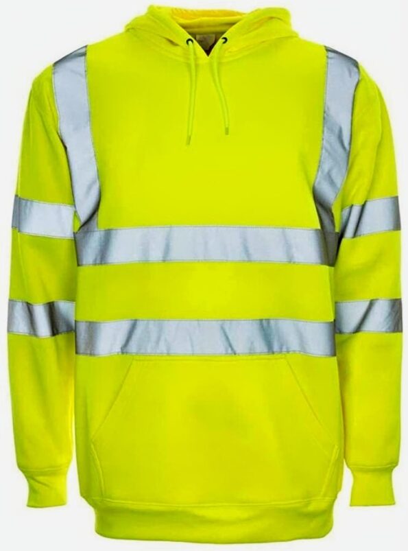  This versatile garment offers exceptional comfort teamed with maximum Class 3 high visibility protection. The hooded sweatshirts both conform to EN ISO 20471 Class 3 ideal for jobs that require clothes that conform to this standard. As a bonus the orange sweatshirts conform to GO/RT 3279 Making them suitable for Rail/Underground work. Ideal for tasks with a hi-vis requirement - traffic, security, event marshalling, driving, construction, roadworks, Rail / Underground - Orange version only Key Features Warm & Durable Conforms to EN ISO 20471 Class 3 Conforms to GO/RT 3279 (Orange only) 2 Band & Brace Fully Lined Hood with Draw Cord Front Kangaroo Pouch Pocket Ribbed Hem and Cuff 100% Polyester Fabric